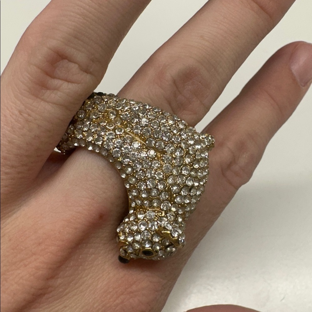 Kate Spade Cold Comforts Polar Bear Arctic Cocktail Ring Pave Jeweled Size 6 - Picture 6 of 9